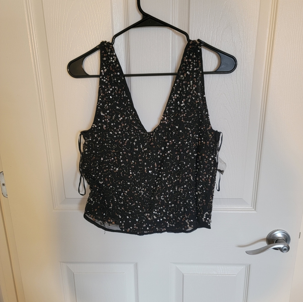 Never worn Zara Sequin Crop Top Size S